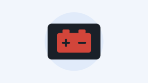 Illustration of the red battery symbol lit on a dark instrument cluster