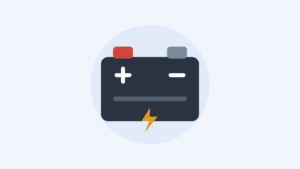 Illustration of a car battery with positive and negative terminals