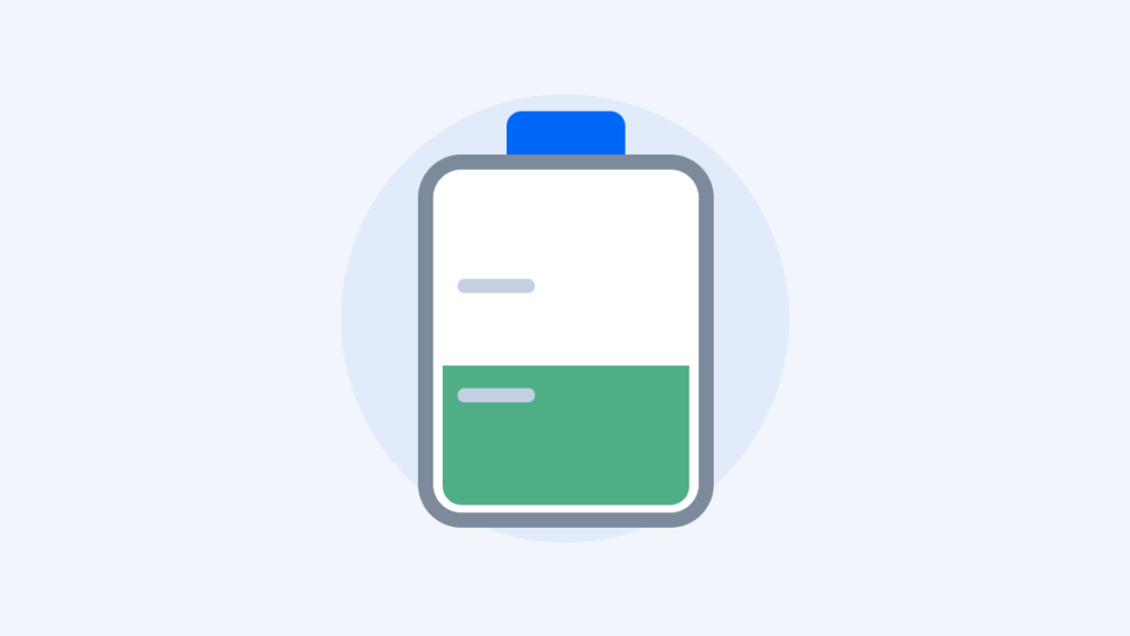 Illustration of a coolant expansion tank showing the level between the minimum and maximum marks