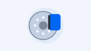 Illustration of a brake disc with a caliper and brake pad over its edge