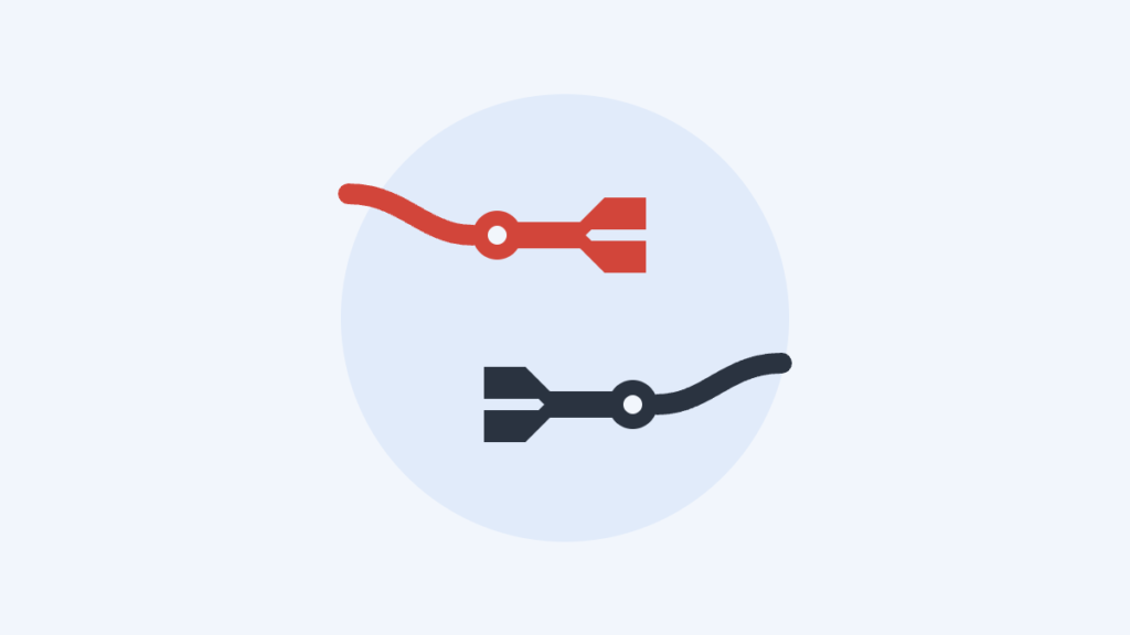 Illustration of a red and a black jump lead clamp with their cables
