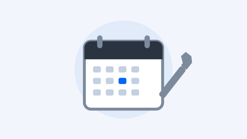 Illustration of a calendar with a service date marked and a spanner alongside